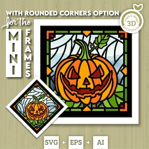 3D SVG Halloween Pumpkin Mini Stained Glass Shadow Box, Halloween 3d svg, Halloween Stained Glass 3D svg, Shadow Box svg, Cricut Silhouette