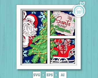 3D SVG Christmas Shadow Box, Layered Winter Svg, Santa Claus Shadow Box, Christmas Socks 3D Svg, Christmas Door 3d Svg, Cricut Silhouette