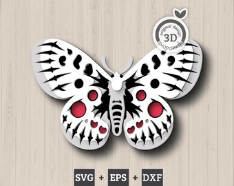 Apollo Butterfly - 3D Element Layered SVG DXF EPS (Cutting Files)