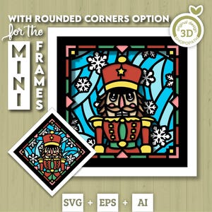 Caixa de sombra de quebra-nozes de vidro colorido 3D SVG, Natal 3D SVG, Soldado de brinquedo 3D SVG, Flocos de neve 3D SVG, Shopopath 3D SVG, Silhueta Cricut