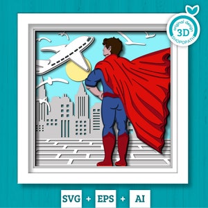 3D SVG Super Dad Shadow Box, 3D Layered Held Vater SVG, Vatertag 3D svg, Layered Father 3d SVG Super Dad 3d svg Cricut Silhouette