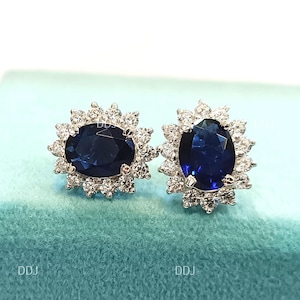2.0 Ct Blue Sapphire Oval Cut Earrings In 925 Sterling Silver,Pushback Earring,Screw Back Earring,Stud Earring,Gift For Her,Sapphire Earring