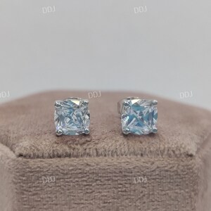 2.0 Ct White Cushion Cut Diamond Earring in 925 Sterling Silver,studs,Dainty Earrings,CZ Stud Earrings,Push Back Earrings,Anniversary Gifts