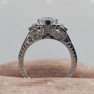 1930s Vintage 2.0 CT White Round Cut Diamond Engagement Wedding Ring In 925 Sterling Silver,Antique Engagement Ring,Filigree Ring,Art Deco