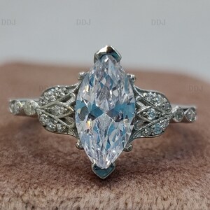 Vintage 1.80Ct White Marquise Cut Diamond Engagement Wedding Ring In 925 Sterling Silver,Antique Engagement Ring,Gifts For Her,Art Deco Ring