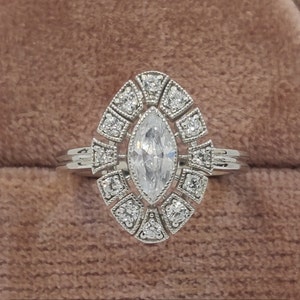 Antique 1.80 CT White Marquise Cut Diamond Engagement Wedding Ring In 925 Sterling Silver,Antique Engagement Ring,Art Deco Ring,Gift For Her