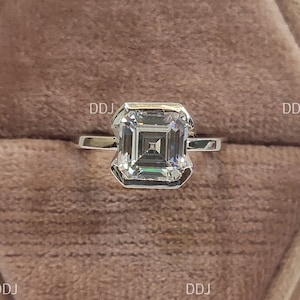 2.40 CT White Asscher Cut Diamond Engagement Wedding Ring In 925 Sterling Silver,Solitaire Engagement Ring,Asscher Cut Ring,Gift For Her