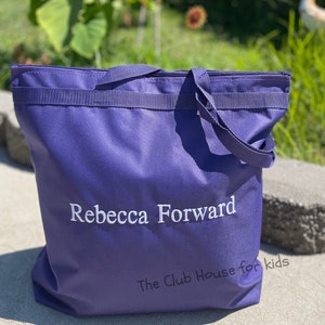 Personalized Tote Bag, Purple Daycare Tote Bag with Zipper, Kids Travel Bag, Daycare Bag, Diaper Bag, Pet Tote, Personalized Gift