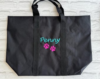 Personalized Pet Bag, XL Boat Tote, Pet Tote, Dog Travel Bag, Dog Owner,  Travel Bag with Zip closure, New Puppy