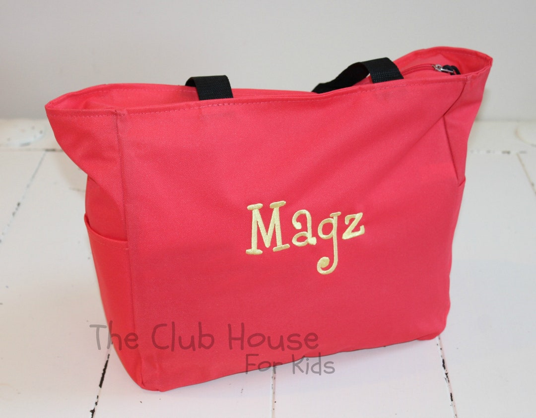 Daycare Tote Bag, Coral Tote Bag, Personalized Tote Bag With Zipper