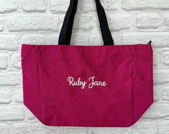 Personalized Daycare Tote Bag, Zipper Closure Water-Resistant Polyester Canvas