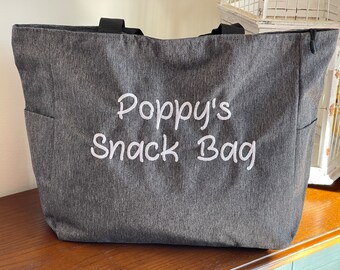 Custom Tote Bag, Personalized Bag, Day Care Tote Bag, Large Tote Bag Zip Closure, Daycare Diaper Tote Bag, Custom Embroidery Daycare Bag