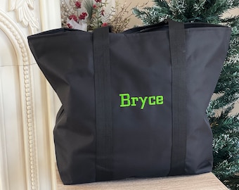 Daycare Tote Bag, XL Boat Tote, Zip Closure Bag, Personalized Day Care Bag, Custom Embroidery Pet Tote, Daycare Diaper Bag