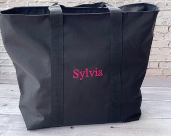 Daycare Tote Bag, Custom Embroidery XL Boat Tote, Zip Closure Bag, Personalized Day Care Bag, Pet Tote, Daycare Diaper Bag