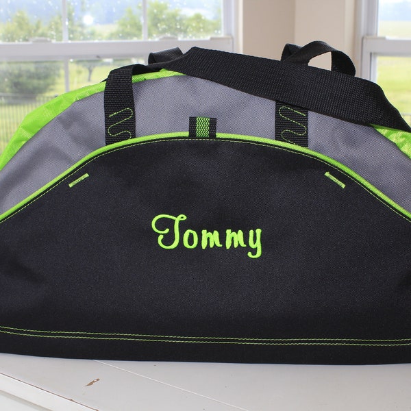 Personalized Kids Duffel Bag, Snow Gear Bag, Gym Bag, School Sports, Contrast Stitching, Embroidered Name, Sports Bag