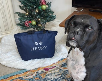 Personalized Dog Tote Bag with Zipper, Pet Travel Bag, Monogrammed Pet Bag, New Puppy Gift, Dog Daycare Tote
