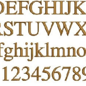 May include: A brown font alphabet with uppercase and lowercase letters, numbers 1 through 0, and the words "Library Font".