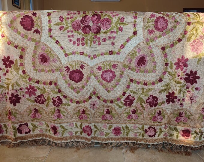 Antique Hungarian Matyo Folk Art Bedspread, Coverlet Etsy