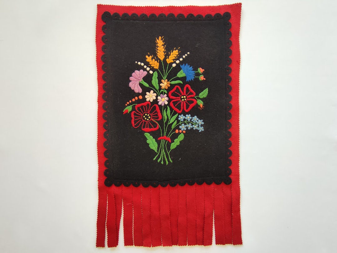 Hungarian Hand Embroidered Felt Wall Decor Etsy