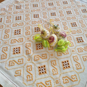 Hardanger embroidery tablecloth, hand made tablecloth