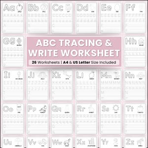 Letter Trace & Write Worksheet Printable, Alphabet Busy Book, Learning Binder, Preschool Curriculum, Toddler Tracing Activities Kindergarten
