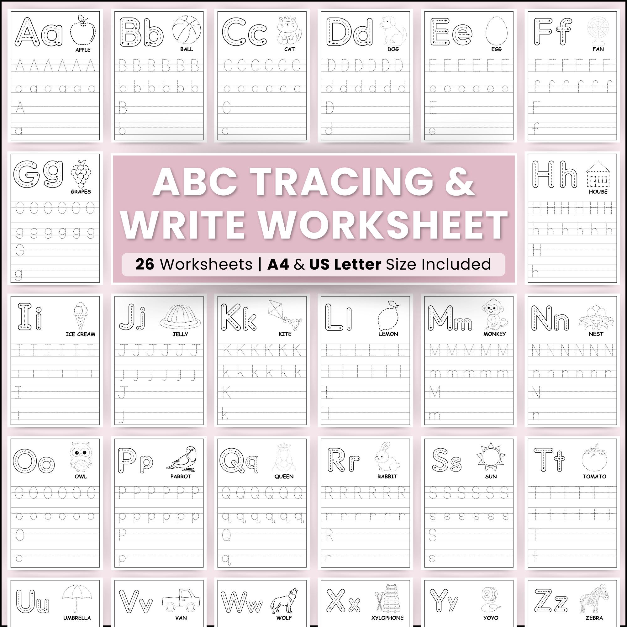 Letter Trace & Write Worksheet Printable, Alphabet Busy Book, Learning ...