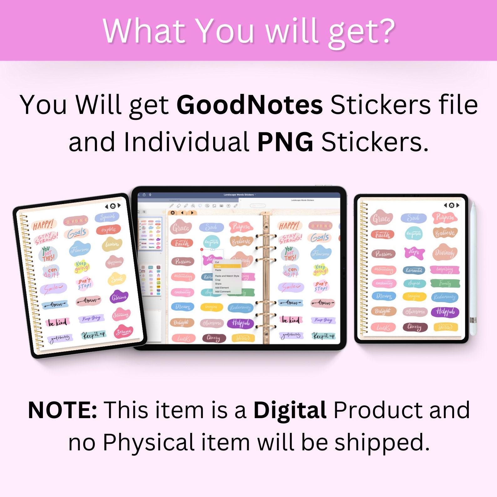 Words Digital Stickers, Positive Words and Quotes, Word Reminder ...