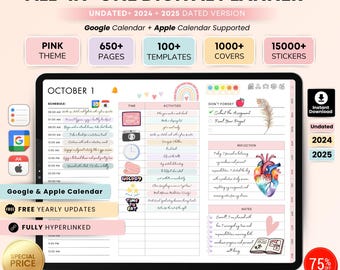 All-in-One Digital Planner 2024, 2025, 2026, Digital Planner, Digital Journal, Digital Goodnotes Template, Weekly, Daily Planner, Monthly