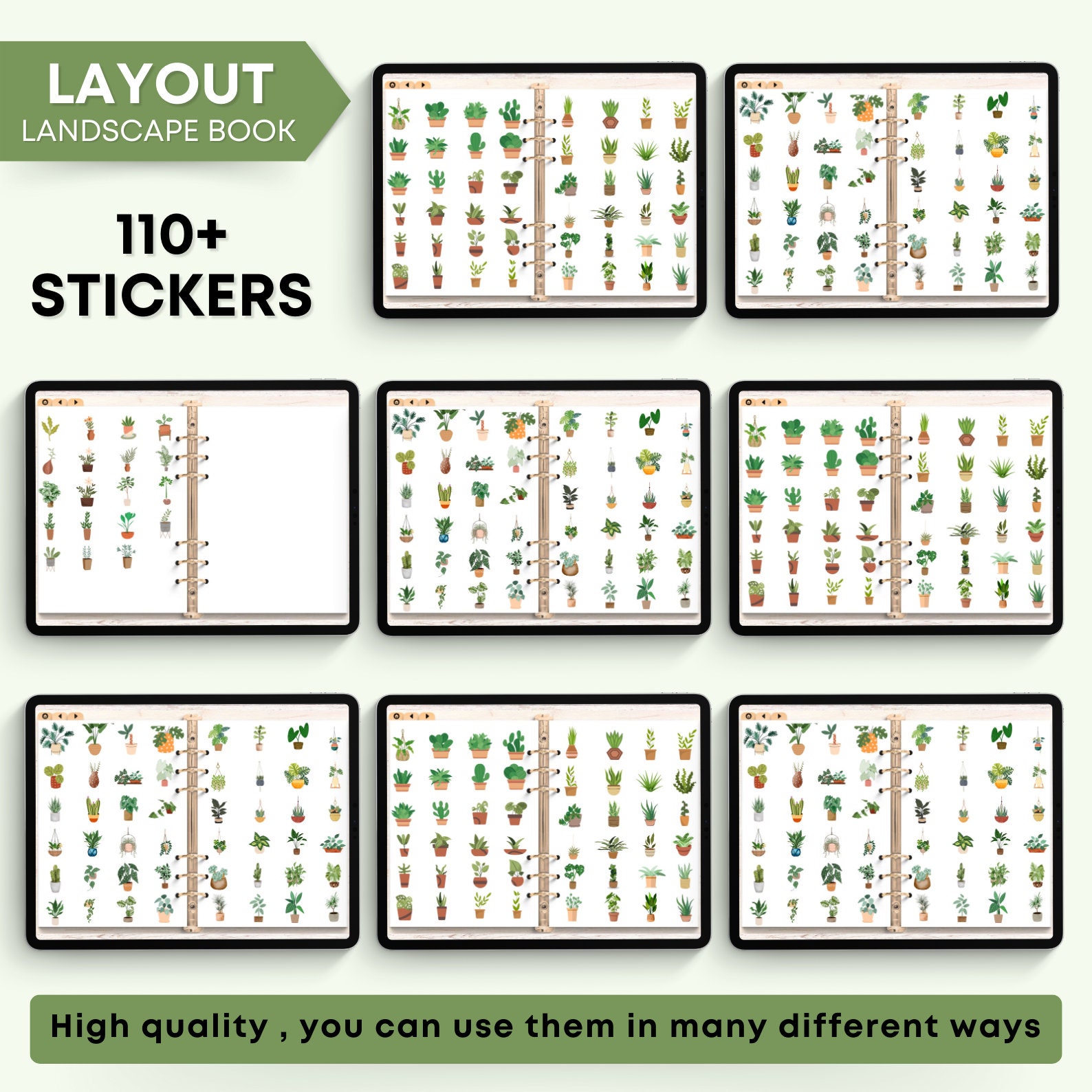 Green Botanical Digital Stickers for Goodnotes, Daily Digital Sticker ...