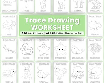 Preschool Lined Tracing Worksheets Bundle, Line Trace Page Printable, Homeschool busybook, Kindergarten Curriculum Learning, Pre Handwriting