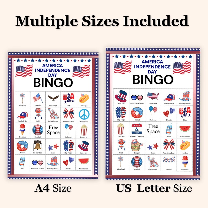 Patriotic Bingo Game Printable - 4th of July Bingo Activity - All ...