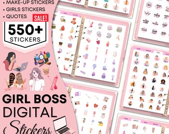 Daily Digital Sticker Book for Goodnotes, PNG Files of Digital Stickers, Sticky Notes, Girls Digital Stickers, Digital Planner Stickers