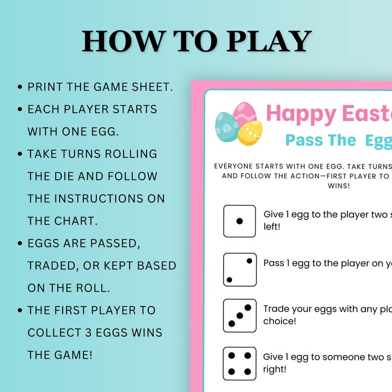 Easter Pass the Egg | Easter Dice Game | Left-right Easter Game ...