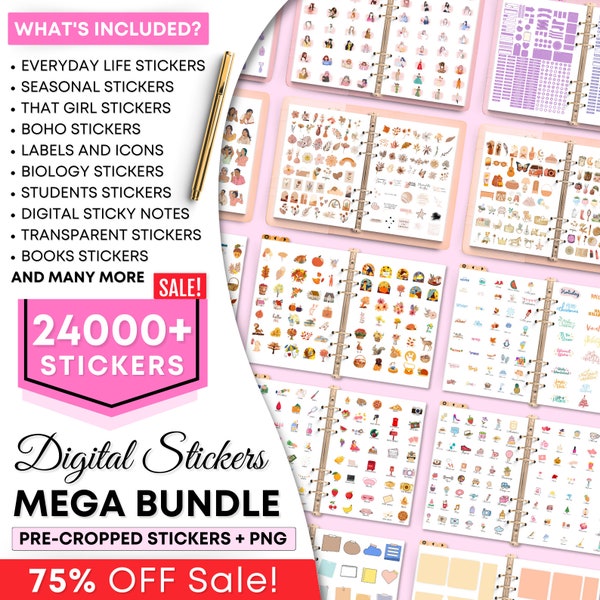 24000+ Daily Digital Sticker Book for Goodnotes, PNG Files of Digital Stickers, Sticky Notes, Digital Icon Stickers, Digital Planner Sticker