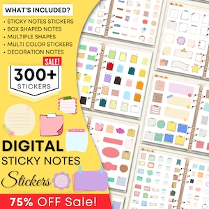 300+ Digital Sticky Notes, Goodnotes Sticky Notes, Digital Stickers, Planner stickers for note taking and pretty additionals, Xodo