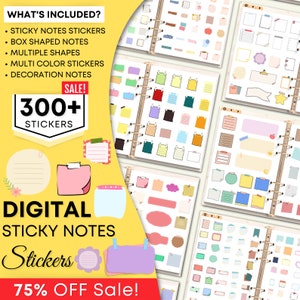300+ Digitale Haftnotizen, Goodnotes Sticky Notes, Digitale Sticker, Planner Sticker für Notizen und hübsche Ergänzungen, Xodo