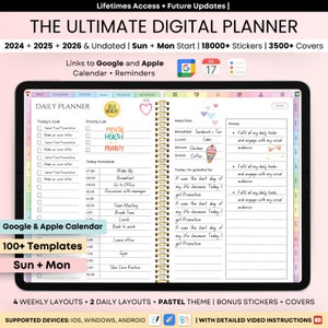All in One Dated Digital Planner 2024, 2025, Budget, Fitness, Notebook, Daily Planner, Goodnotes Planner, iPad Planner, Notability Planner