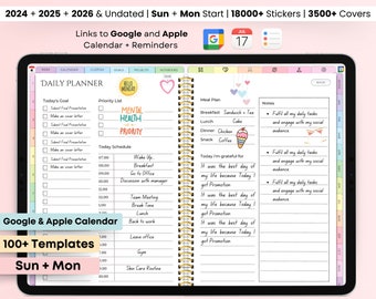 All in One Dated Digital Planner 2024, 2025, Budget, Fitness, Notebook, Daily Planner, Goodnotes Planner, iPad Planner, Notability Planner