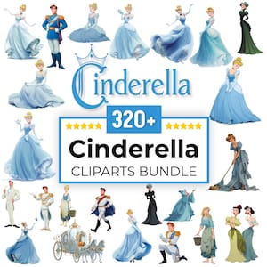 Cinderella Clipart Bundle | 320+ Fairytale Princess PNGs | Digital Download | Sublimation & Crafts