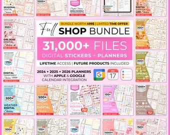 Full Shop Daily Digital Sticker Book for Goodnotes, PNG Files of Digital Stickers, Sticky Notes, Digital Icon Stickers, Goodnotes Stickers