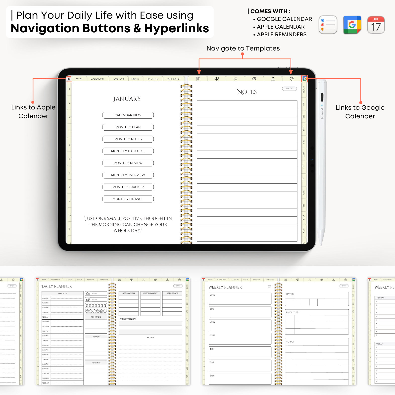 Digital Planner, Undated iPad & Android Planner, Goodnotes Planner ...