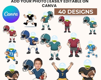 Football Photo – Add Your Own Face | DIY Birthday Party Craft & Photo Template