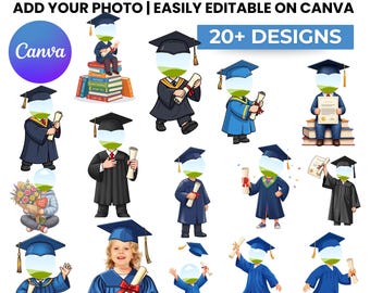 Graduation Kids Add Face, Editable Canva Template, Printable Craft & Bulletin Board Decor