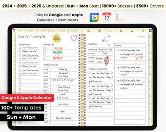 Digital Planner, Undated iPad & Android Planner, GoodNotes Planner, Daily, Weekly, Monthly Planner, 2025 2026 Undated Digital iPad Calendar