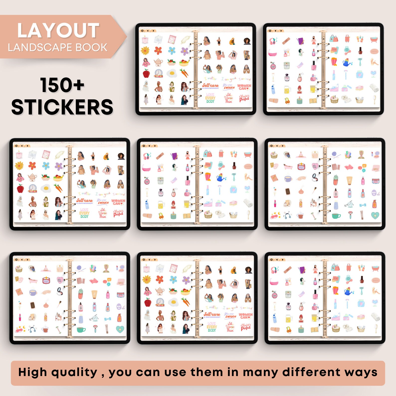 Self Care Digital Stickers Book for Goodnotes, PNG Files of Digital ...