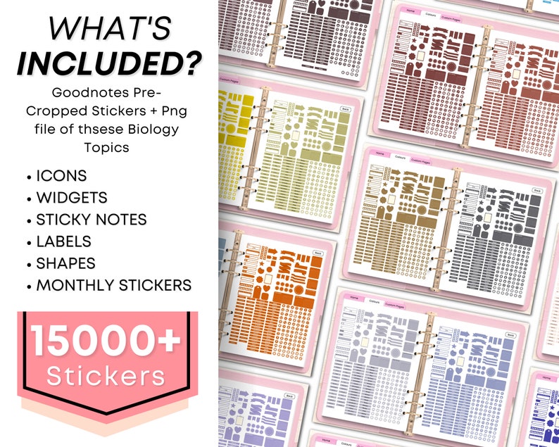 Daily Digital Sticker Book for Goodnotes, PNG Files of Digital Stickers ...