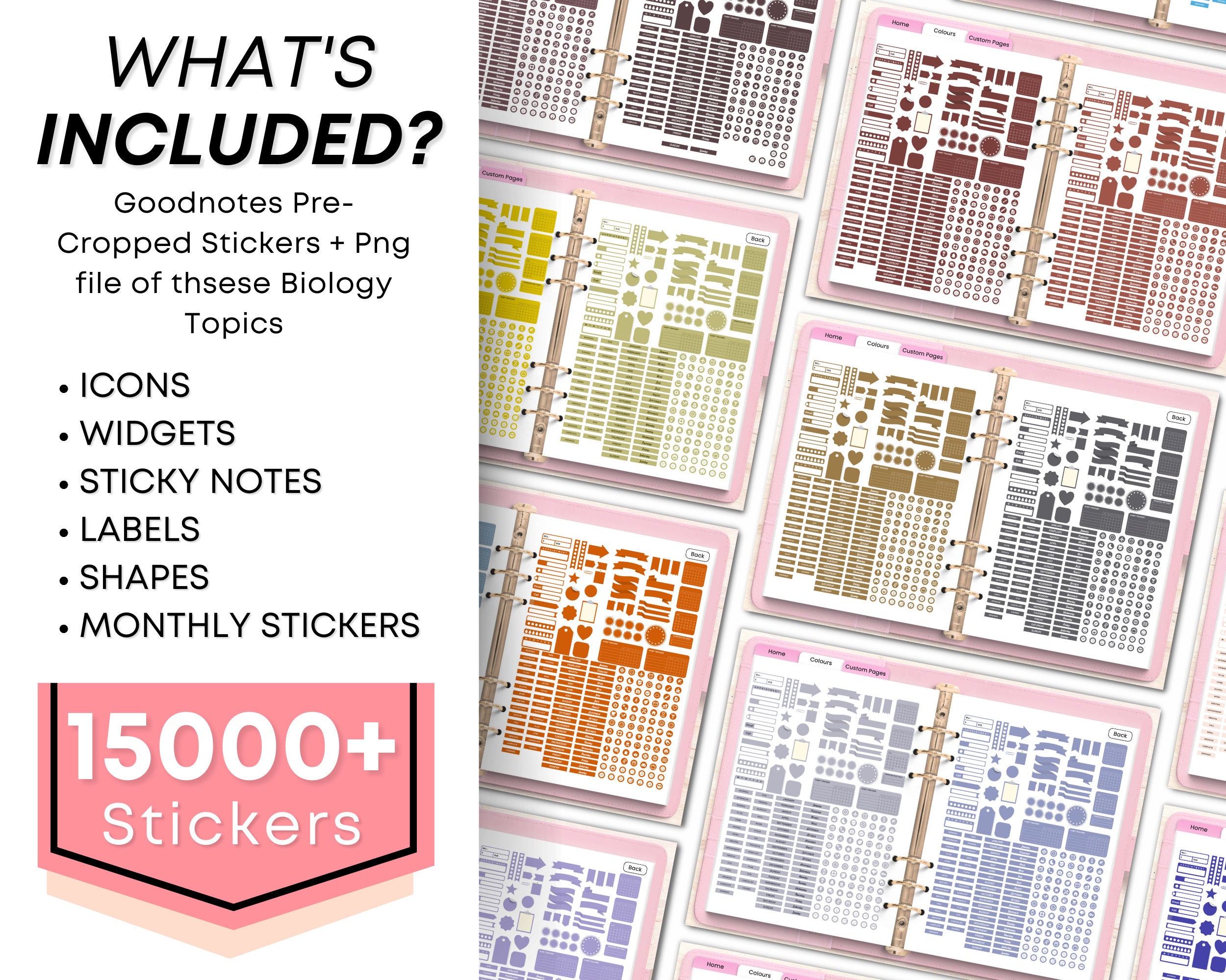 Daily Digital Sticker Book for Goodnotes, PNG Files of Digital Stickers ...