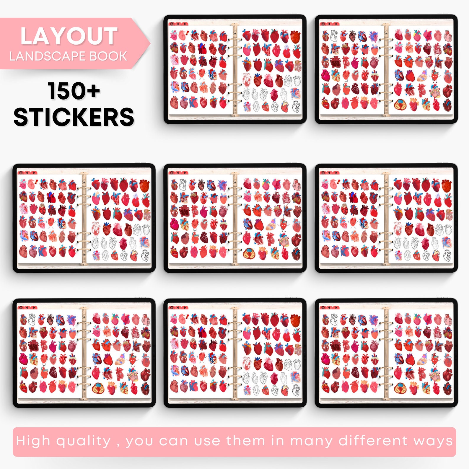 Biology Heart Digital Stickers | Pre-cropped Human Body Stickers | Hand ...