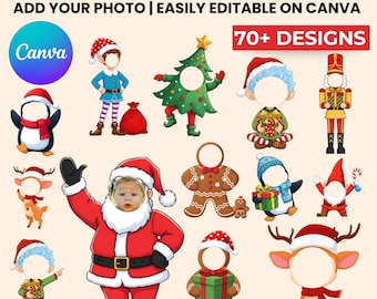Christmas Add Your Own Photo Face, DIY Elf Yourself PNG Bundle, Elf Face Blank, Christmas Craft for Kids, Xmas Decor Craft, Perfect Fun