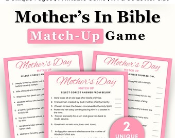 Mothers in the Bible Mother's Day Matching Game, Mothers Day Game for Church, Sunday School, Youth Group, Family Game, Christian Mothers Day